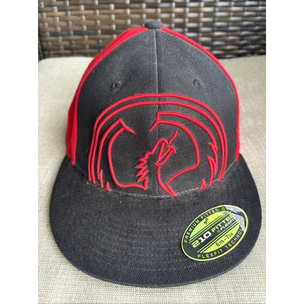 Dragon Alliance 210 Fitted By Flexfit Red Black Embroidered Size 6 7/8 - 7  1/4